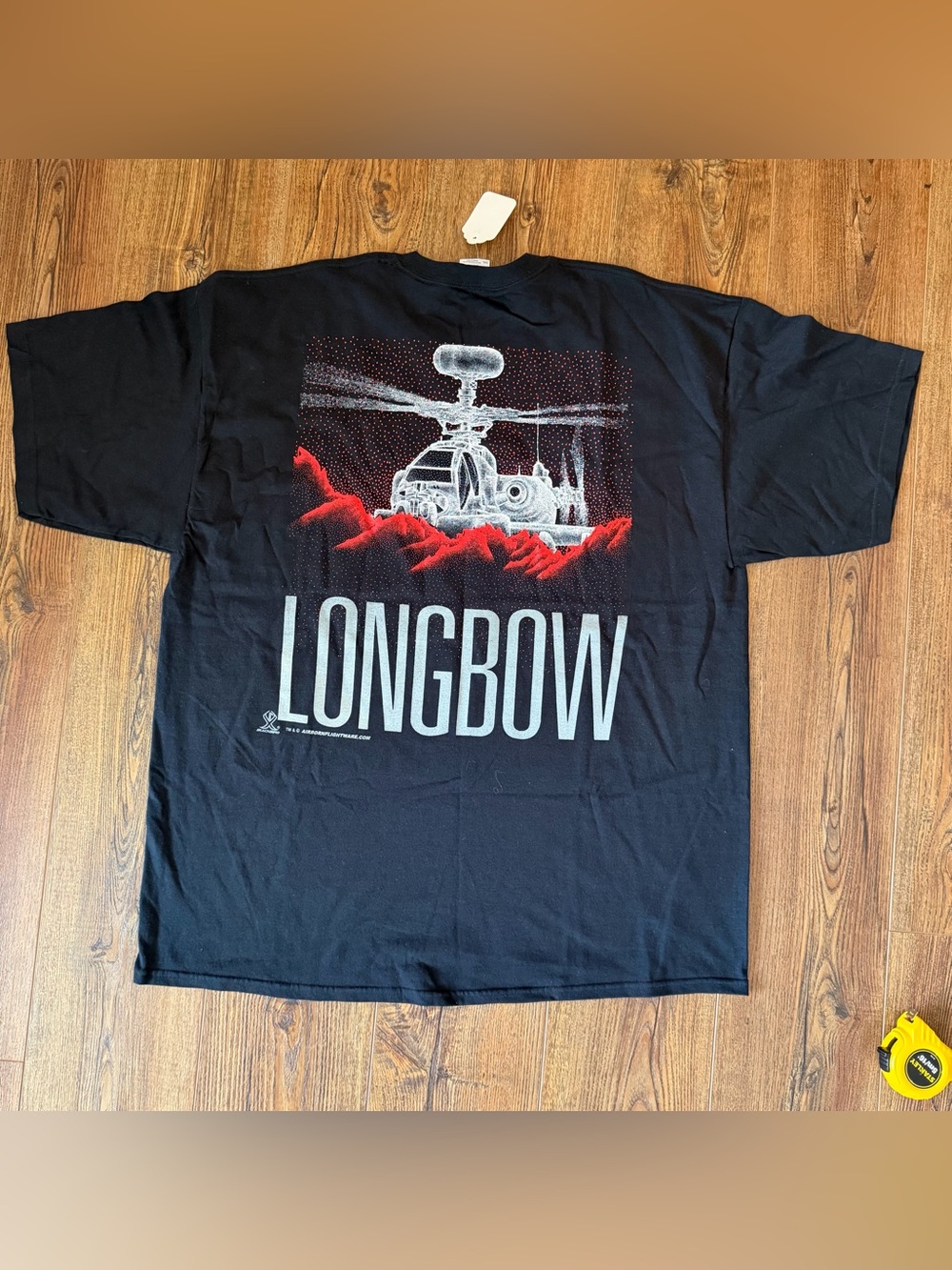 Vintage Military Mens Tshirt 64 Longbow Blackbird Helicopter Black Size 2XL - Picture 2 of 16